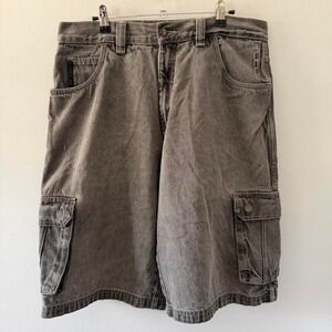 Y2K 2000s Fubu Cargo Jorts Men's Denim Black Wash 34 waist